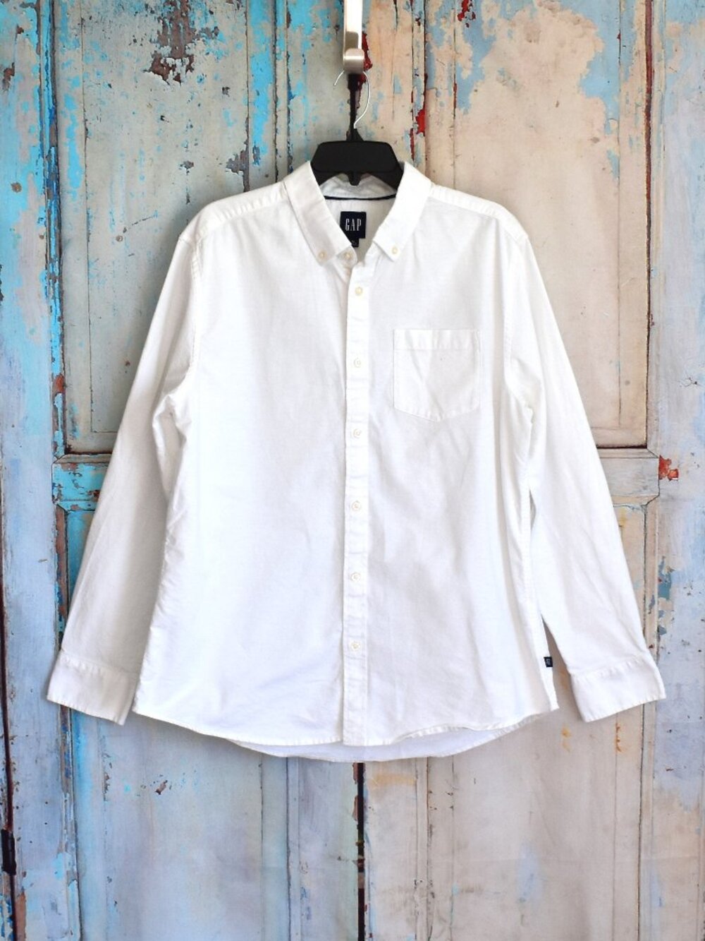 Men's GAP Shirt Long Sleeve Button Down Heavy Weight XLARGE White
